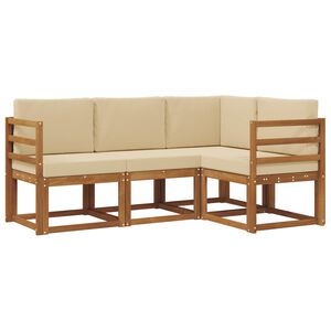 vidaXL Lauko sofos komplektas su pagalve 4 pcs Natūralus ir bežinis