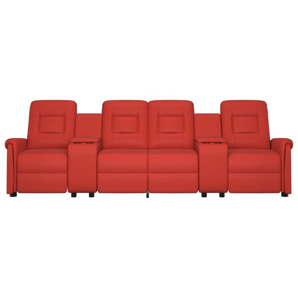 vidaXL Keturvietis atlošiamas masažinis krėslas, raudonojo vyno