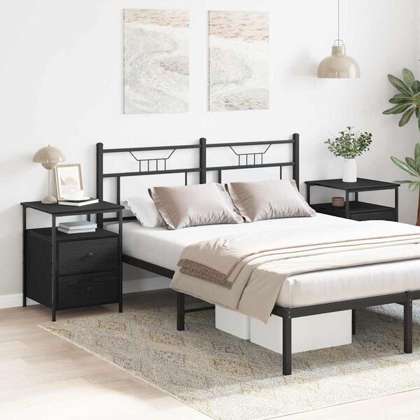 vidaXL &Scaron;alia lovos spintelė 2 pcs Juodas ąžuolas 34 x 35,5 x 50 cm