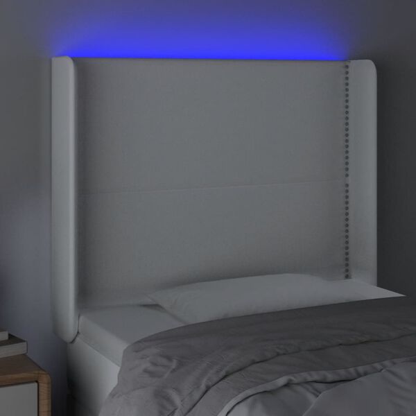 vidaXL Galvūgalis su LED, baltos spalvos, 93x16x118/128 cm