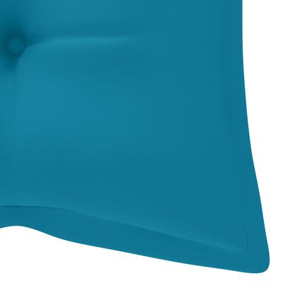 vidaXL Batavia suoliukas su šviesiai mėlyna pagalve, 120cm, tikmedis