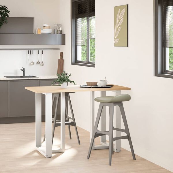 vidaXL Baro stalo kojos, T formos, 2 vnt., baltos, 60x35x(90-91) cm, plienas