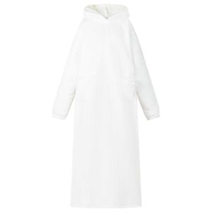 vidaXL Antklodė-džemperis su gobtuvu Balta L Pūkelis ir flanelė