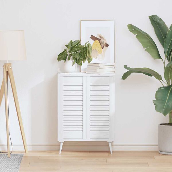 vidaXL Spintelės durelės, 2vnt., baltos, 69x29,5cm, žaliuzių dizaino