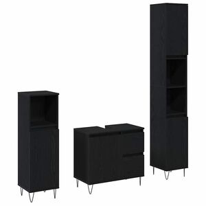 vidaXL Vonios baldų rinkinys 3 pcs Juodas ąžuolas 30 x 30 x 190 cm