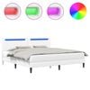 vidaXL Lovos rėmas su LED juostelėmis Balta 200 x 200 cm Dirbtinė oda