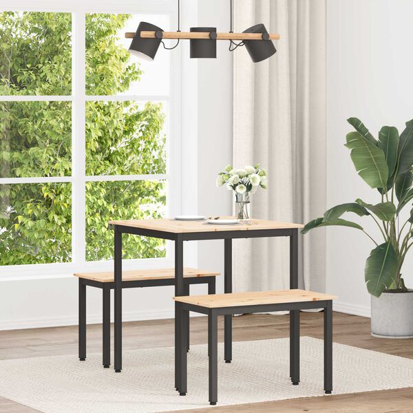 vidaXL Valgomojo stalas Natūrali 70 x 70 x 75 cm Kietos pu&scaron;ies mediena