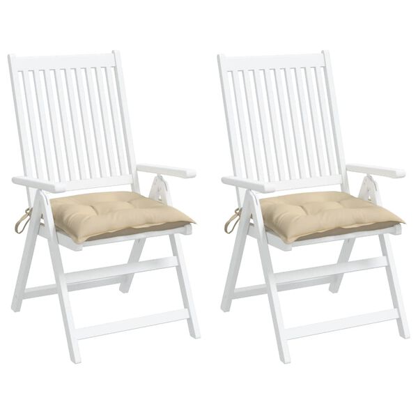 vidaXL Kėdės pagalvėlės, 2vnt., smėlio, 40x40x7cm, oksfordo audinys