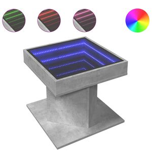 vidaXL Kavos staliukas su LED, betono, 50x50x45cm, apdirbta mediena