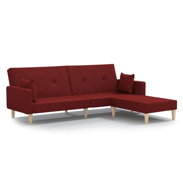 vidaXL Dvivietė sofa-lova su pakoja, vyno raudonos spalvos, audinys