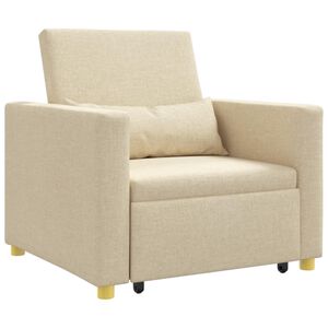 vidaXL I&scaron;traukiamas sofa-lova vienvietis Kreminė 90 x 165 x 87 cm