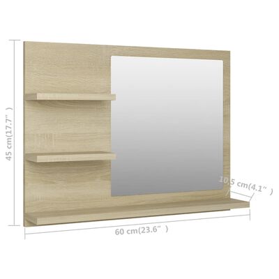 vidaXL Vonios kambario veidrodis, ąžuolo spalvos, 60x10,5x45cm, MDP
