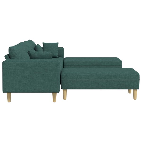 vidaXL Sofa su pagalve 3 pcs Tamsiai žalia audinys