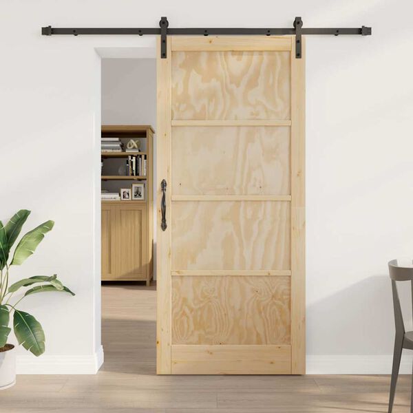 vidaXL Slankios durys Natūrali ir juoda 93 x 211 cm