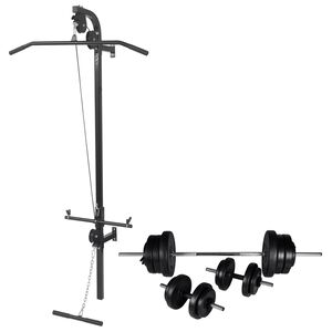 vidaXL Prie sienos mont. jėgos tren. su &scaron;tanga ir hant. rink., 60,5 kg
