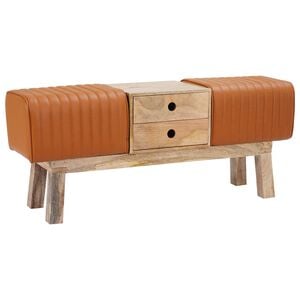 vidaXL suoliukas 110 x 30 x 45 cm Tikra oda Ruda