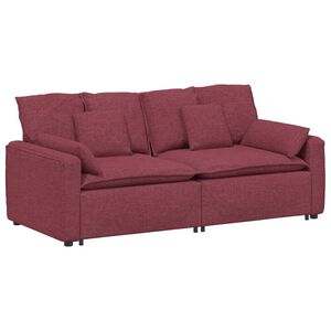 vidaXL Modulinė sofa su pagalvėlėmis, vyno raudonumo