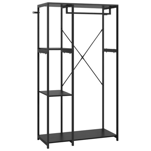 vidaXL Drabužių spinta, juodos spalvos, 90x40x167cm, metalas ir MDP
