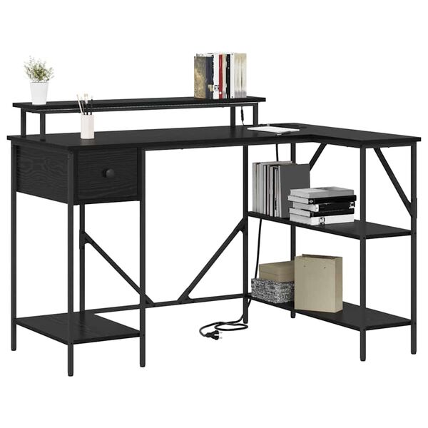 vidaXL Stalas Juodas ąžuolas 120 x 79 x 86,5 cm Apdirbta mediena