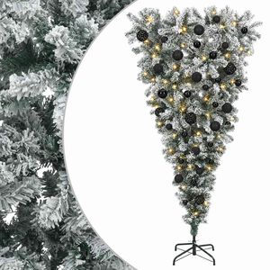 vidaXL Apverstas dirbtinis Kalėdų eglutė su &scaron;akomis 150 cm 150 LED