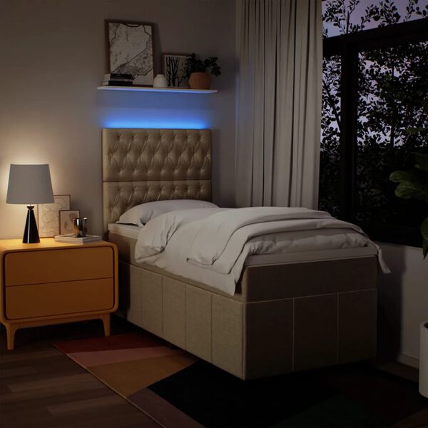 vidaXL Lova su spyruoklėmis ir čiužiniu, kreminė, 80x200cm, audinys