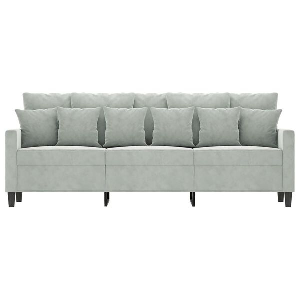 vidaXL Trivietė sofa, &scaron;viesiai pilkos spalvos, 180cm, aksomas