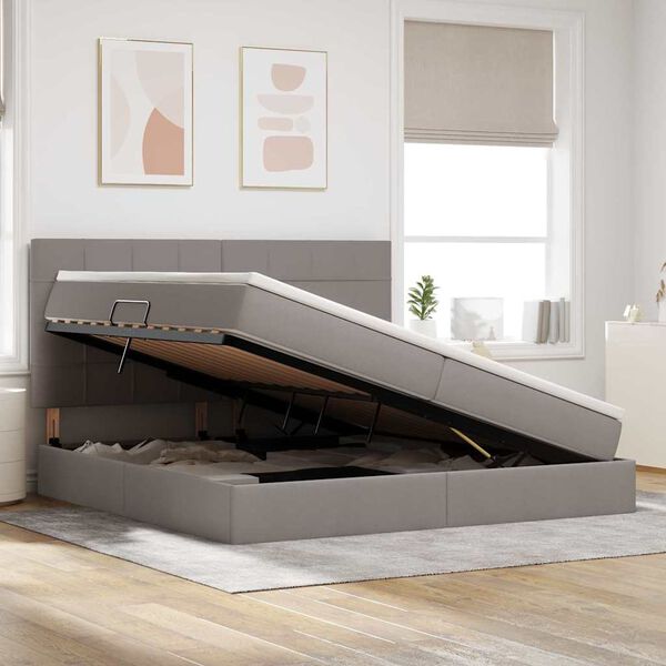 vidaXL Lova su daiktų laikymo vieta ir čiužiniu Taupe 200 x 200 cm