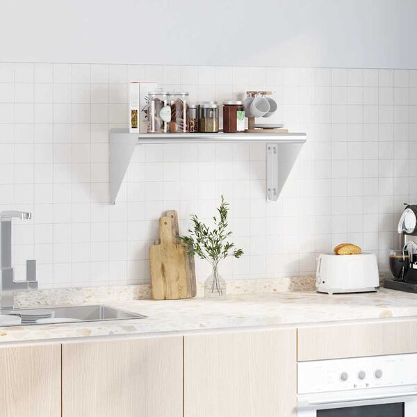 vidaXL Sieninė lentyna, sidabrinė, 75x30x31cm, nerūdijantis plienas