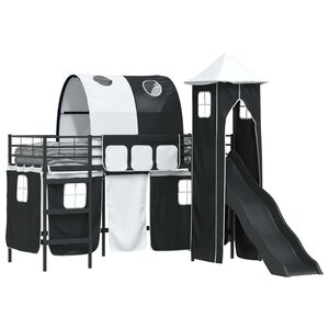 vidaXL Vaikų Lofto Lovos Rėmas Juoda 74,5 x 190 cm Metalas