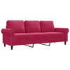 vidaXL Trivietė sofa, raudonojo vyno spalvos, 180cm, aksomas