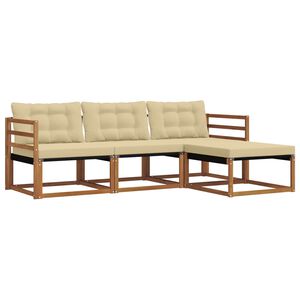 vidaXL Lauko sofos komplektas su pagalve 4 pcs Natūralus ir bežinis