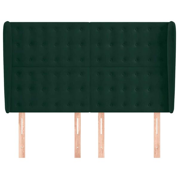 vidaXL Galvūgalis su auselėmis, žalia, 147x23x118/128cm, aksomas