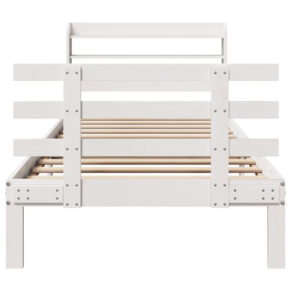 vidaXL Lovos rėmas su galvūgaliu be čiužinio, baltas, 90x190cm