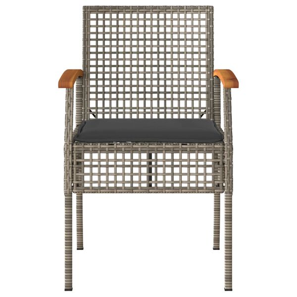 vidaXL Sodo kėdės su pagalvėlėmis, 4vnt., pilkos, poliratanas/akacija