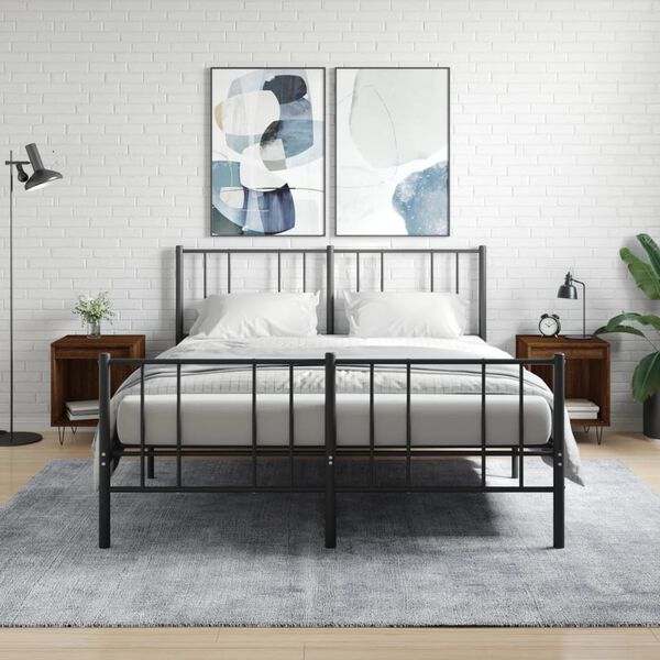 vidaXL Naktinės spintelės, 2vnt., rudos ąžuolo, 40x35x50cm, mediena