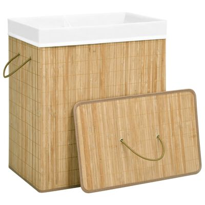 vidaXL Skalbinių krepšys su 2 skyriais, bambukas, 100l