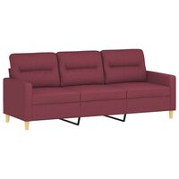 vidaXL Trivietė sofa, raudonojo vyno spalvos, 180cm, audinys