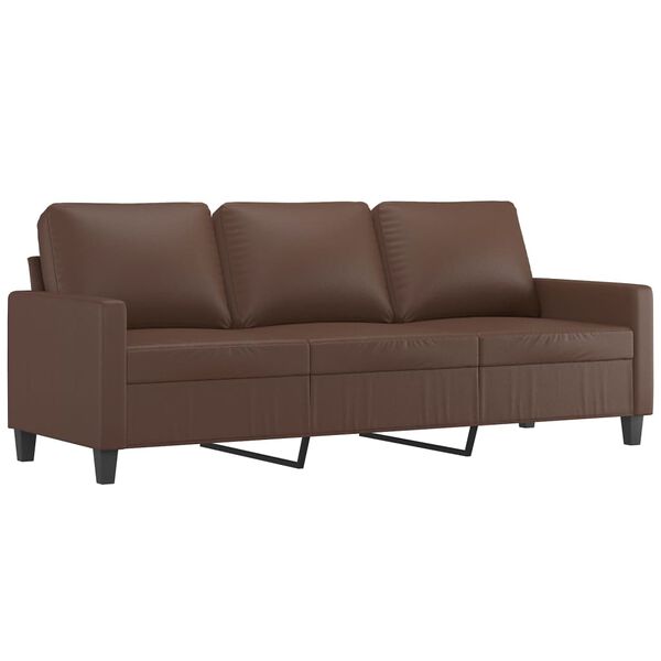 vidaXL Trivietė sofa, rudos spalvos, 180cm, dirbtinė oda