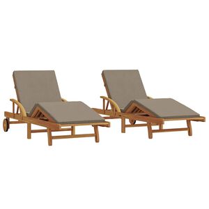 vidaXL Saulės gultas su pagalve 2-asmuo 2 pcs Taupe 200 x 67 x 84cm