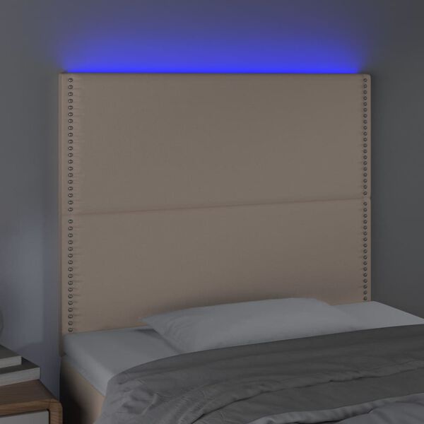 vidaXL Galvūgalis su LED, kapučino spalvos, 90x5x118/128cm