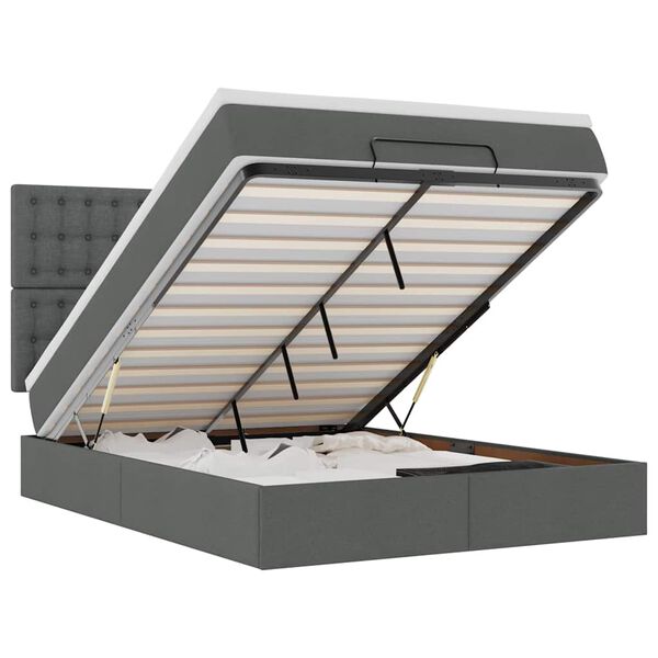 vidaXL Osmanų lova su čiužiniu ir LED, pilkas, 140x200cm, audinys