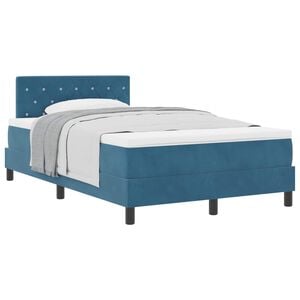 vidaXL Kiemas lova su čiužiniu Tamsiai mėlyna 120 x 190 cm Aksomas