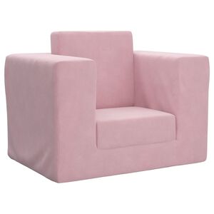 vidaXL Vaiki&scaron;ka sofa-lova, rožinės spalvos, mink&scaron;tas pliu&scaron;as