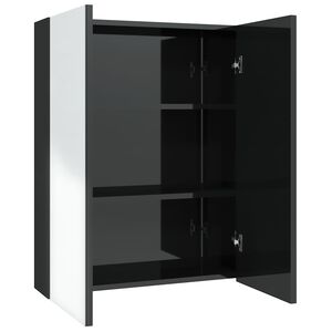 vidaXL Veidrodinė vonios spintelė, juoda, 60x15x75cm, MDF, blizgi