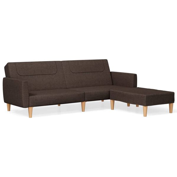 vidaXL Dvivietė sofa-lova su pakoja, tamsiai rudos spalvos, audinys