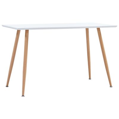 vidaXL Valgomojo stalas, baltos ir ąžuolo spalvos, 120x60x74cm, MDF
