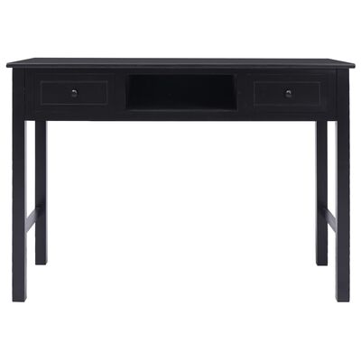 vidaXL Rašomasis stalas, juodas, 108x45x76cm, paulovnijos masyvas