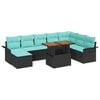 vidaXL Sodo Sofų Rinkinys su pagalve su saugykla 9 pcs Juoda ir mėlyna