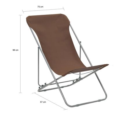 vidaXL Sul. paplūdimio kėdės, 2vnt., rud. sp., plienas ir oks. aud.