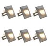 vidaXL Sieniniai lauko LED &scaron;viestuvai, 6vnt., sidabriniai, 2W